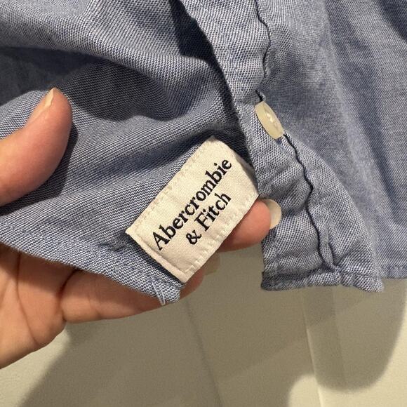 Abercrombie Kids Shirt Boys Size 11/12 Blue Button Down Long Sleeve Moose Logo - Picture 6 of 11